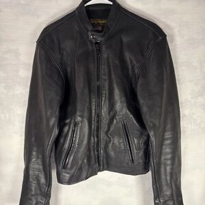 Vanson Leathers Model B Café Racer Jacket Medium Black Armor USA Made Motorcycle